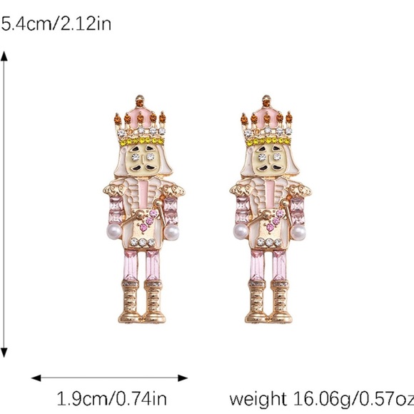 14k Nutcracker Christmas Earrings - Picture 9 of 9